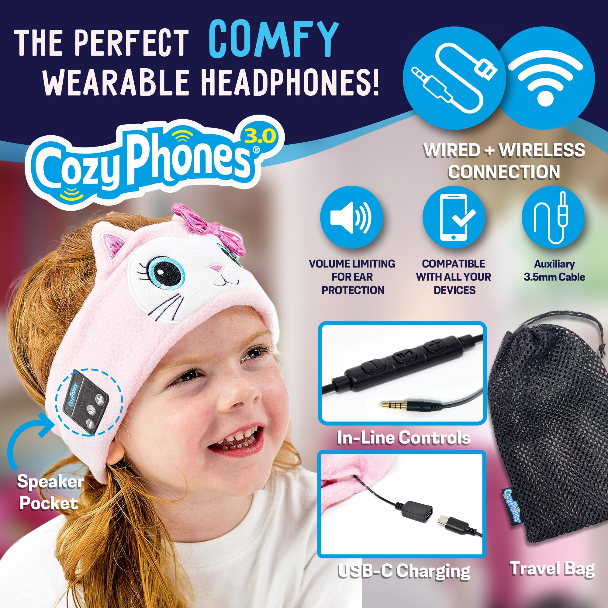 CozyPhones 3.0 Wireless / Wired Headband Headphones – CozyPhones™